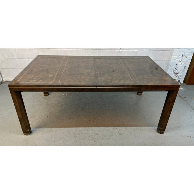 Mid-Century Modern William Doezema for Mastercraft Mid-Century Burl Wood Extension Dining Table Set For Sale - Image 3 of 18