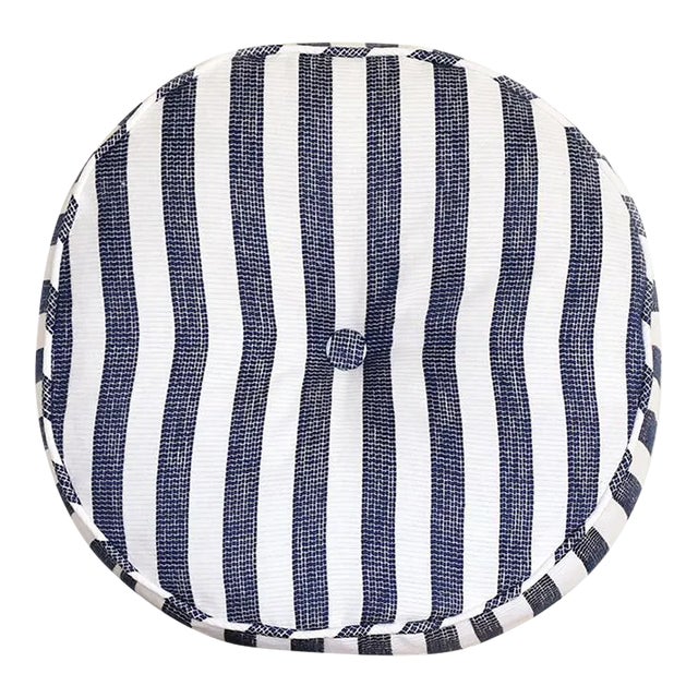 Blue Stripe Circle Pillow For Sale