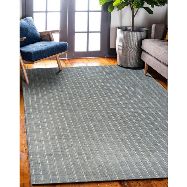 2020s 4x6 Gray Hand-Knotted Wool Subtle Striped Geometric Modern Carpet Rug For Sale - Image 5 of 8