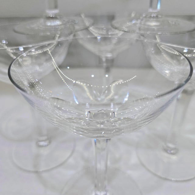 Vintage Japanese Hoya Crystal Champagne Coupes – Set of 6 With Case For Sale - Image 4 of 10