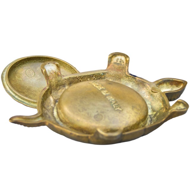 Mid 20th Century Handcrafted Italian Brass Turtle-Figurine Box Accent For Sale - Image 9 of 9
