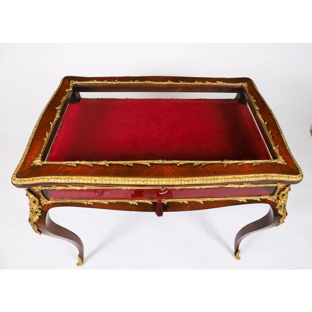 Antique 19th Century French Ormolu Mounted Bijouterie Display Table in Glass, Wood and Velvet For Sale - Image 18 of 18