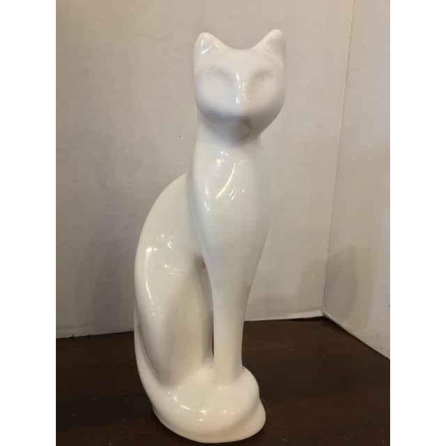 Petite Mid Century Ceramic White Cat Figurine For Sale - Image 12 of 12