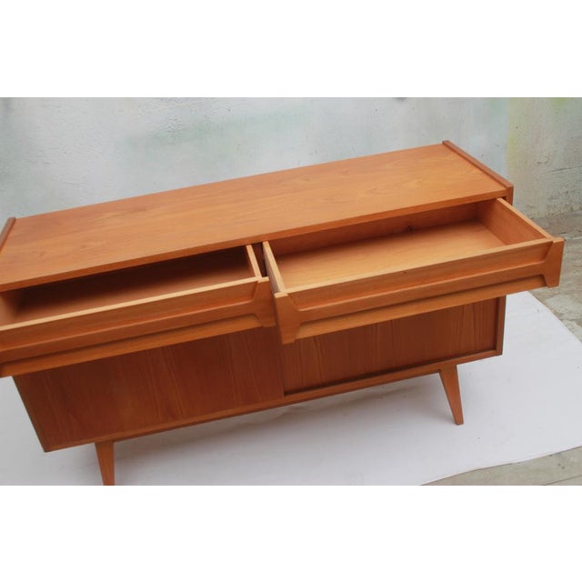 1950s Vintage Sideboard in Cherry Wood with Sliding Doors, 1955 For Sale - Image 5 of 10