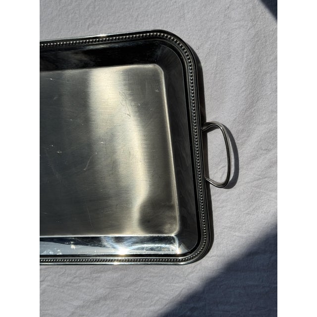 Classic Silver Tray with Pearl Stripe Frieze, 1980s For Sale - Image 15 of 18
