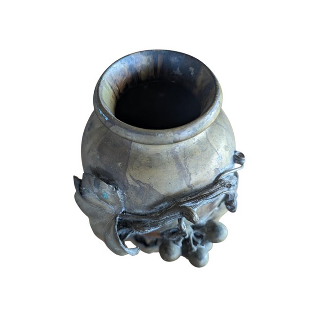 Late 19th Century 19th Century Meiji Period Japanese Cast Bronze Vase With a Grape Motif For Sale - Image 5 of 6