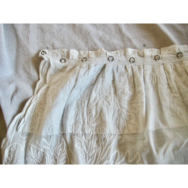 Large Embroidered Napoleon III Sheer Curtains Circa 1850 For Sale - Image 11 of 11