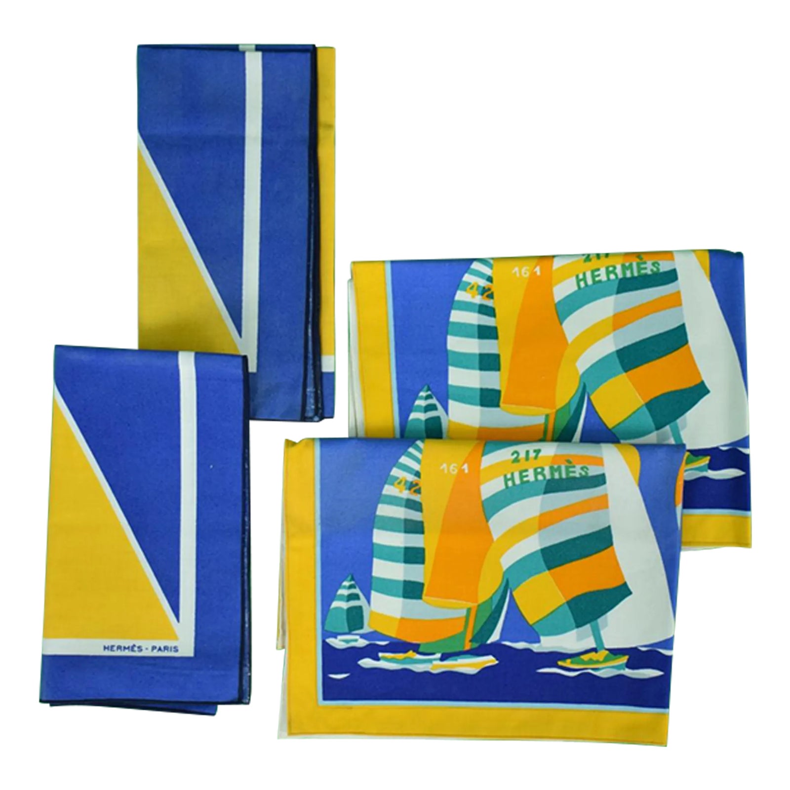 新品エルメスHermes テーブルマット、ディナーナプキン／ハンカチ4枚セット Hermès Paris Cotton Nautical Placemats & Napkins Boxed Set- 4