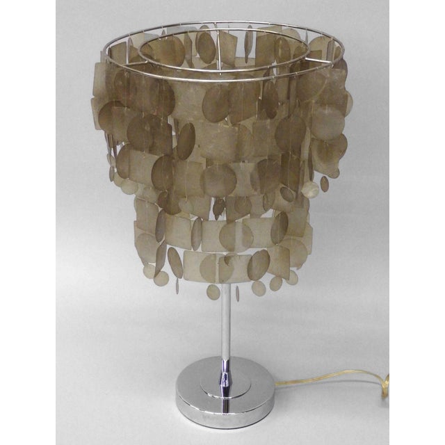 Mid 20th Century Verner Panton Style Capiz Shell Table Lamp For Sale - Image 5 of 5