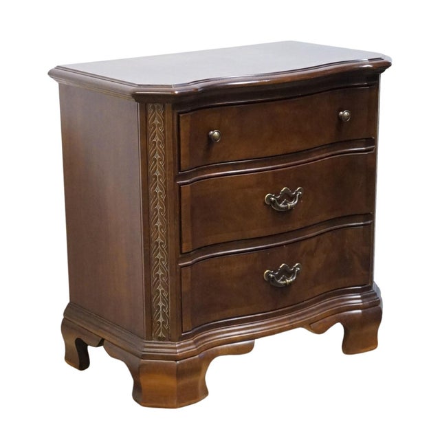 American Drew Solid Cherry Traditional Style 32" Serpentine Front Three Drawer Nightstand 601-420 For Sale - Image 4 of 14