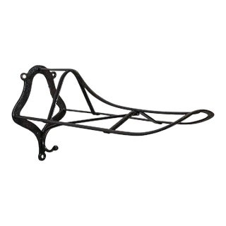 1890s Victorian Antique Duck Bill Saddle Rack, English Cast Iron Equestrian Tack Rest For Sale