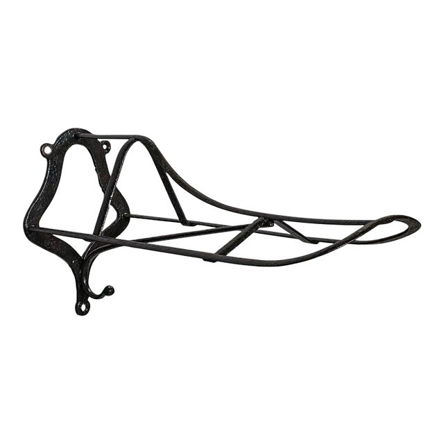 1890s Victorian Antique Duck Bill Saddle Rack, English Cast Iron Equestrian Tack Rest For Sale