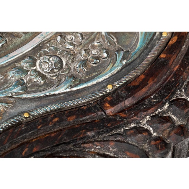 Silver 19th C. Greek Orthodox Icon, Theotokos With Christ Child — Hallmarked 950 Silver Repoussé Riza & Carved Baroque Frame, 15¾" H For Sale - Image 8 of 10