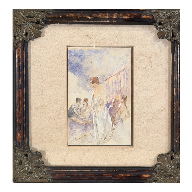 Pompeo Mariani, Female Figures, 19th Century, Watercolor For Sale