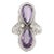Vintage Art Deco Amethyst Diamond Ring Filigree 14k White Gold Elongated Pear 4 size 4 For Sale