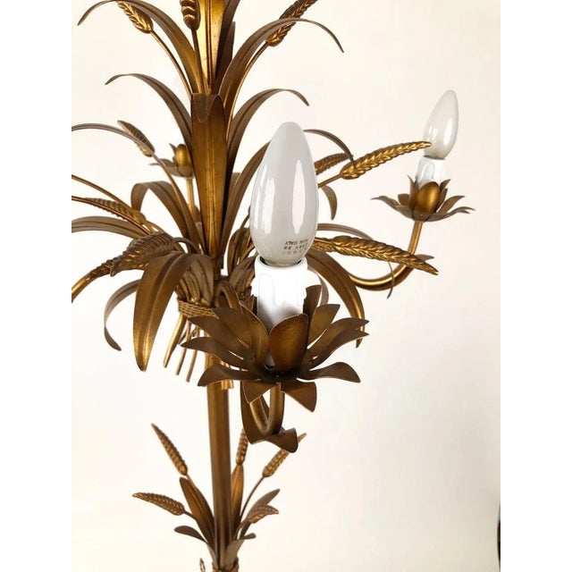 Italian Gilt Metal Candelabra Floor Lamp with Sheaf of Wheat Motif, 1963 For Sale - Image 11 of 18