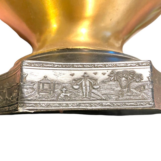 Antique Japanese Bronze High Relief Dragon Lamp Large 36" Meiji Period With Engraved Base For Sale - Image 14 of 18