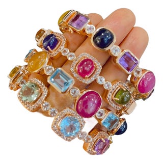 Bochic Set Off 4 Capri Vintage Bangles 18K Gold & Silver For Sale