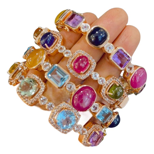 Bochic Set Off 4 Capri Vintage Bangles 18K Gold & Silver For Sale