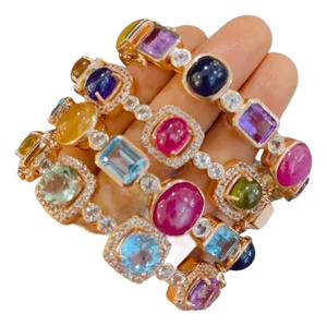 Bochic Set Off 4 Capri Vintage Bangles 18K Gold & Silver