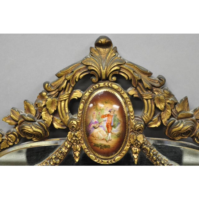 Antique French Rococo Victorian Gold Gilt Wood Frame Cameo Boudoir Wall Mirror For Sale - Image 4 of 13