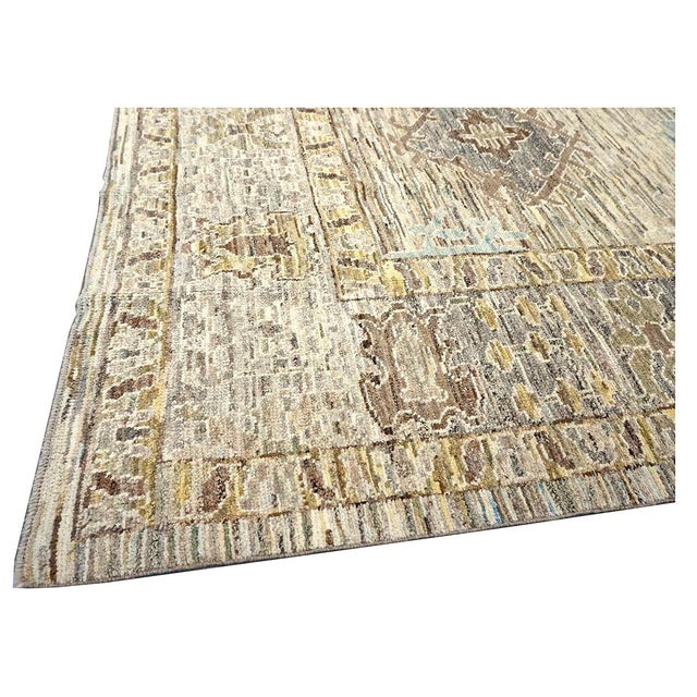 21st Century Turkish Oushak Wool 11x15 Tan, Charcoal & Ivory Handmade Area Rug #1144128 For Sale - Image 12 of 16