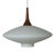 Mid-Century Modern Danish UFO Lamp in Opal Glass and Teak, 1960s For Sale