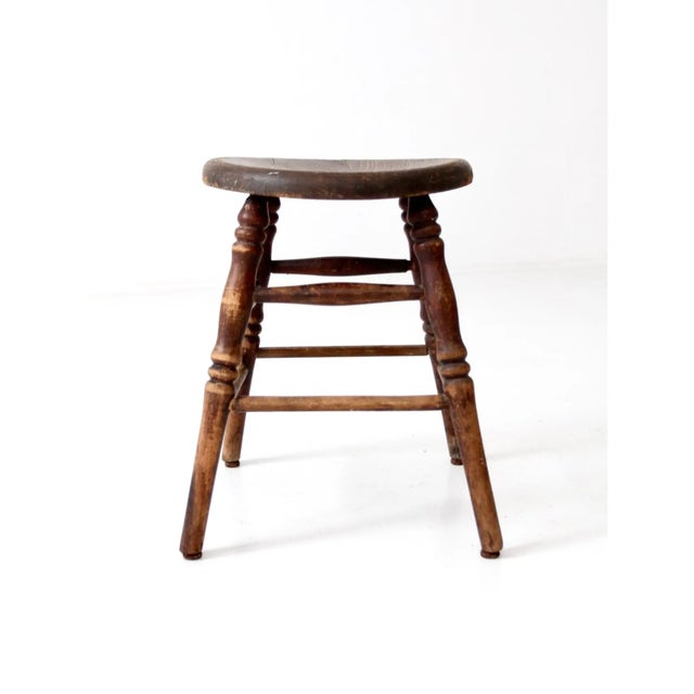 Wood Antique Saddle Seat Stool For Sale - Image 7 of 9