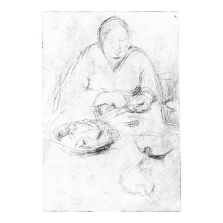1920s William Meyerowitz Peeling Potatoes Etching For Sale