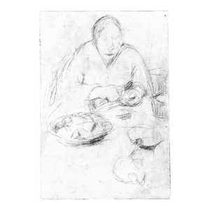 1920s William Meyerowitz Peeling Potatoes Etching