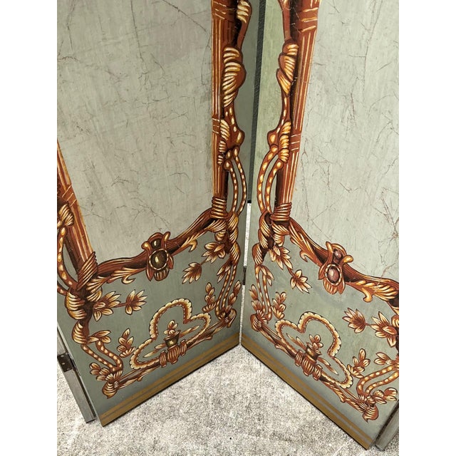 Vintage Neoclassical Paper Folding Screen For Sale - Image 17 of 18