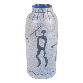 Mid-Century Ceramic Vase with Primitive Figures by Joseph Lloyd, Smögen, Sweden For Sale