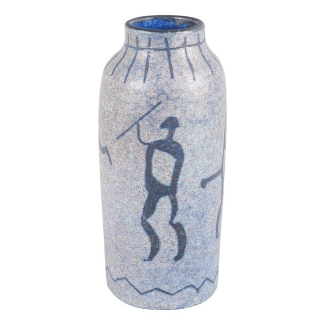 Mid-Century Ceramic Vase with Primitive Figures by Joseph Lloyd, Smögen, Sweden For Sale