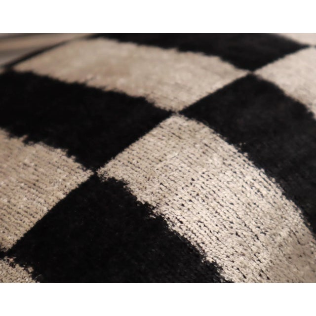 2020s Contemporary Black & White Velvet Throw Pillow & Down Insert For Sale - Image 5 of 11