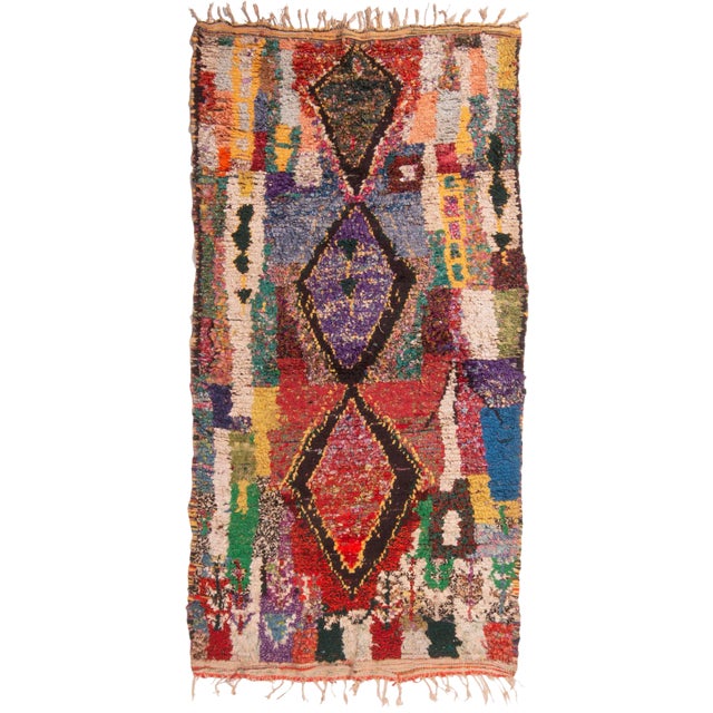 Mid-Century Moroccan Berber Transitional Black and Red Wool Rug For Sale