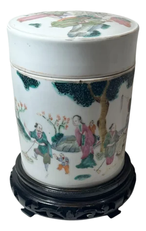 Early 18th Century Chinese Porcelain Brush Pot With Stand