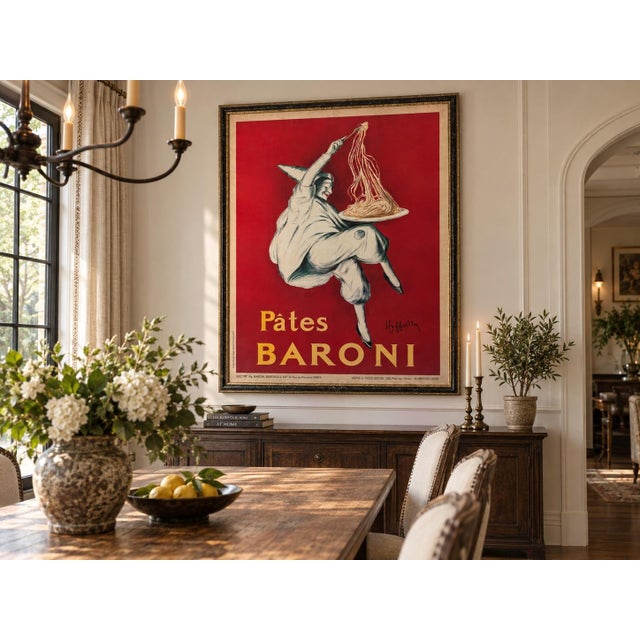 French Vintage Reproduction Framed Pates Baroni 1921 French/Italian Cappiello 54x41 In For Sale - Image 3 of 10