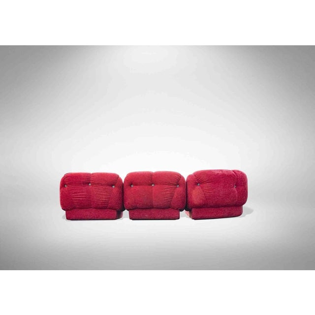 Red Velvet Nuvolone Sofa by Rino Maturi, Italy, 1970s For Sale - Image 4 of 7