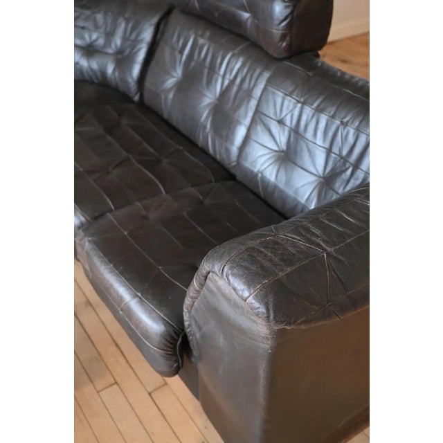 De Sede Style Swiss Black Leather Modular Sofa For Sale - Image 9 of 11