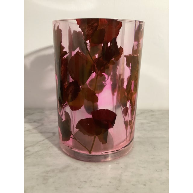 Resin Flower Vase with Rose Stems and Leaves Inside, 1970s For Sale - Image 14 of 15