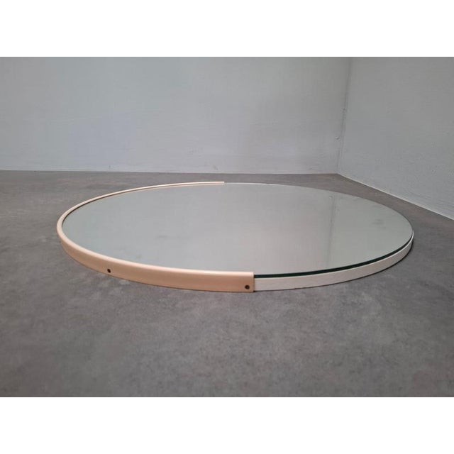 Vintage Czechoslovakian Round Wall Mirror with Beige Frame, 1970s For Sale - Image 4 of 16