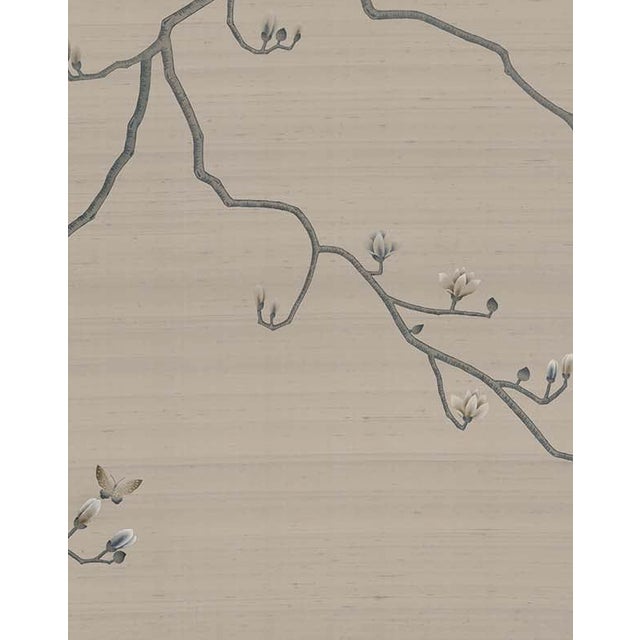 Not Yet Made - Made To Order W36" * H96" *3ps, Hand-Painted Magnolia Wallpaper, a Set of Handmade Chinoiserie Wallpaper For Sale - Image 5 of 7