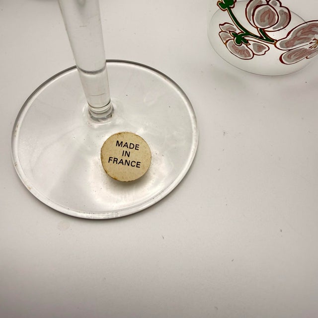 1990s Pierre Jouet France Époque Art Nouveau Crystal Champagne Flutes Pink Flowers - Set of 4 For Sale In Miami - Image 6 of 11