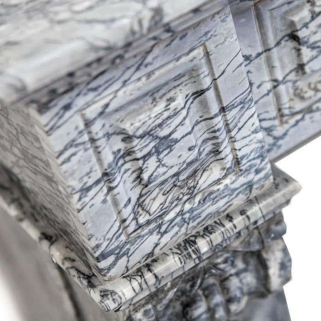 19th Century Italian Louis Philippe Bardiglio Marble Fireplace Mantel For Sale - Image 5 of 6