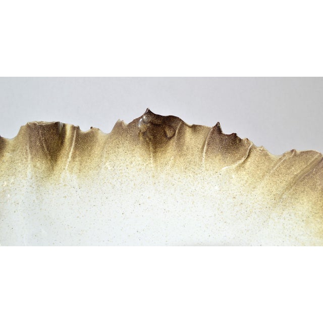 1980s Signed Coastal Glazed Ceramic Seashell Bowl Centerpiece in White & Sand Color For Sale - Image 14 of 16