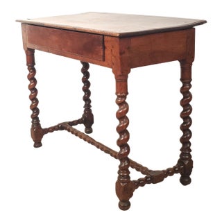English Oak Barley Twist Tavern Table With Drawer, 18th Century For Sale