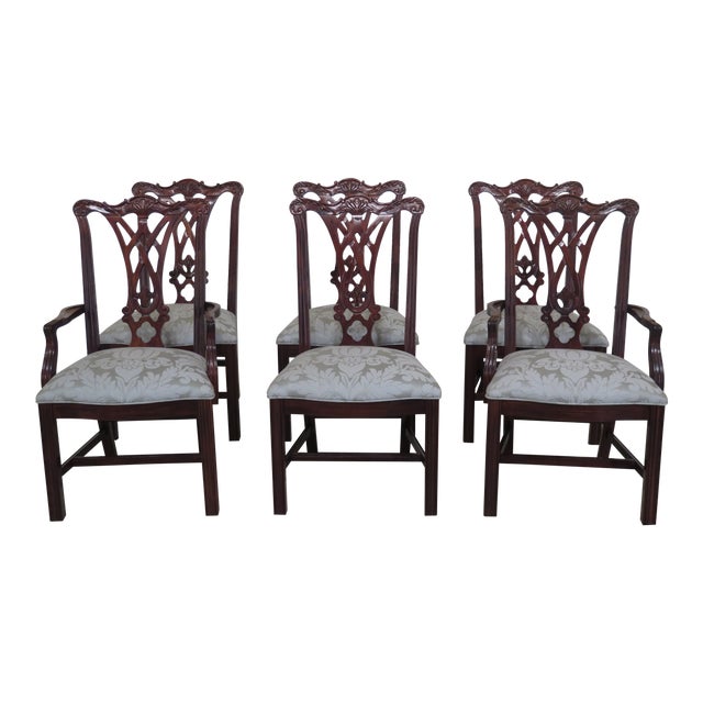 1990s Vintage Thomasville Chippendale Style Mahogany Dining Room Chairs Set Of 6 Chairish