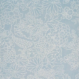 Sample - Schumacher Chiang Mai Dragon Silhouette Wallcovering In Ciel De Provence For Sale