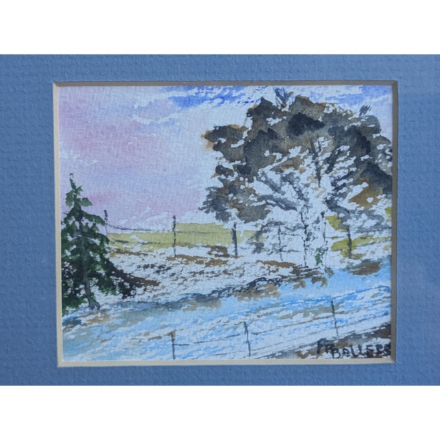 Vintage Original Landscape Farmland Watercolor Painting Signed For Sale - Image 4 of 10