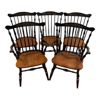 Mid 20th Century Mid Century Hitchcock Chairs- Set of 5 For Sale